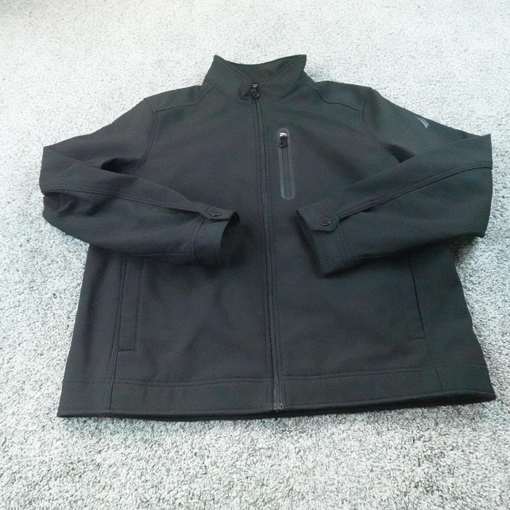 Nautica Jacket Mens L Black Softshell Stretch Full Zip Windbreaker Coat‎ Outdoor